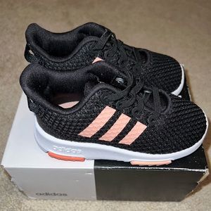 Adidas Kids' Black and Pink Racer Shoes